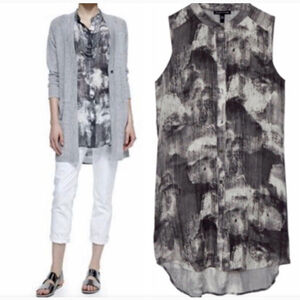 Eileen Fisher Shirt Women Ink Blot Silk Tunic Sleeveless Art to Wear